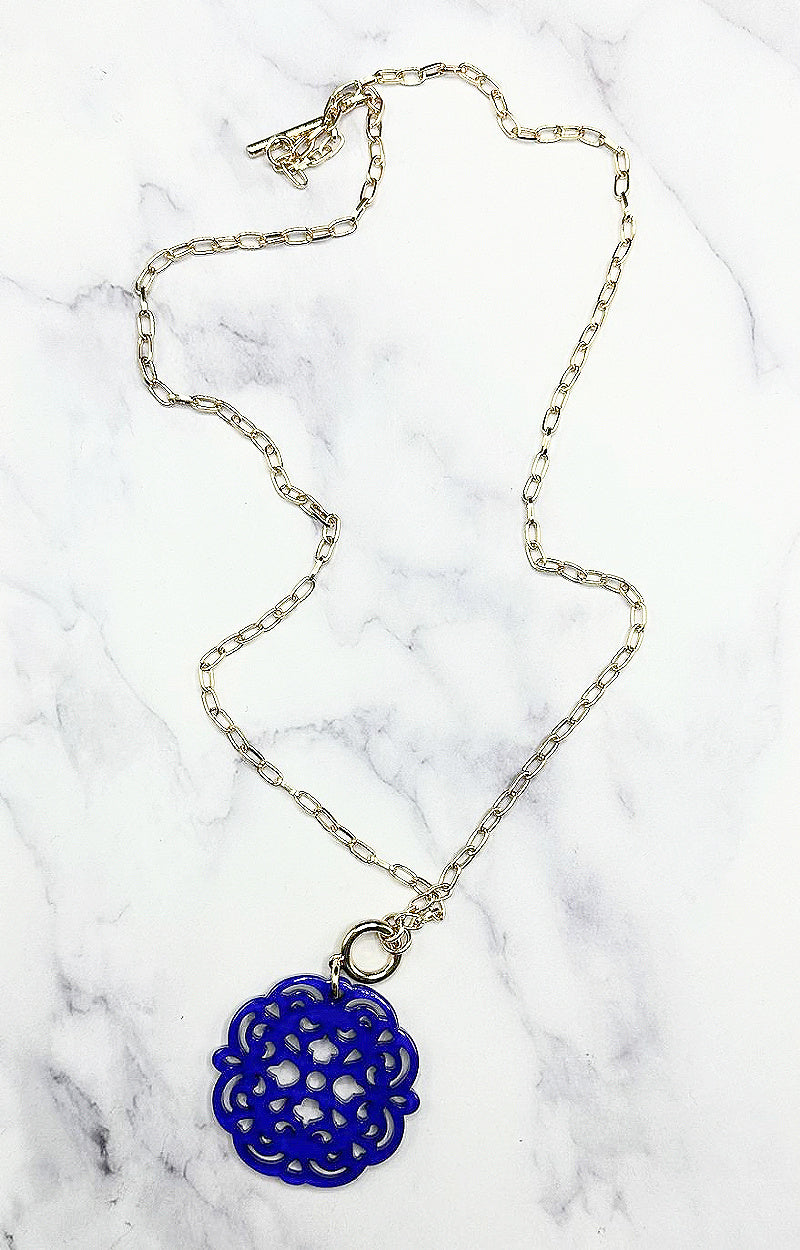 Load image into Gallery viewer, All The Answers Necklace - Cobalt Blue