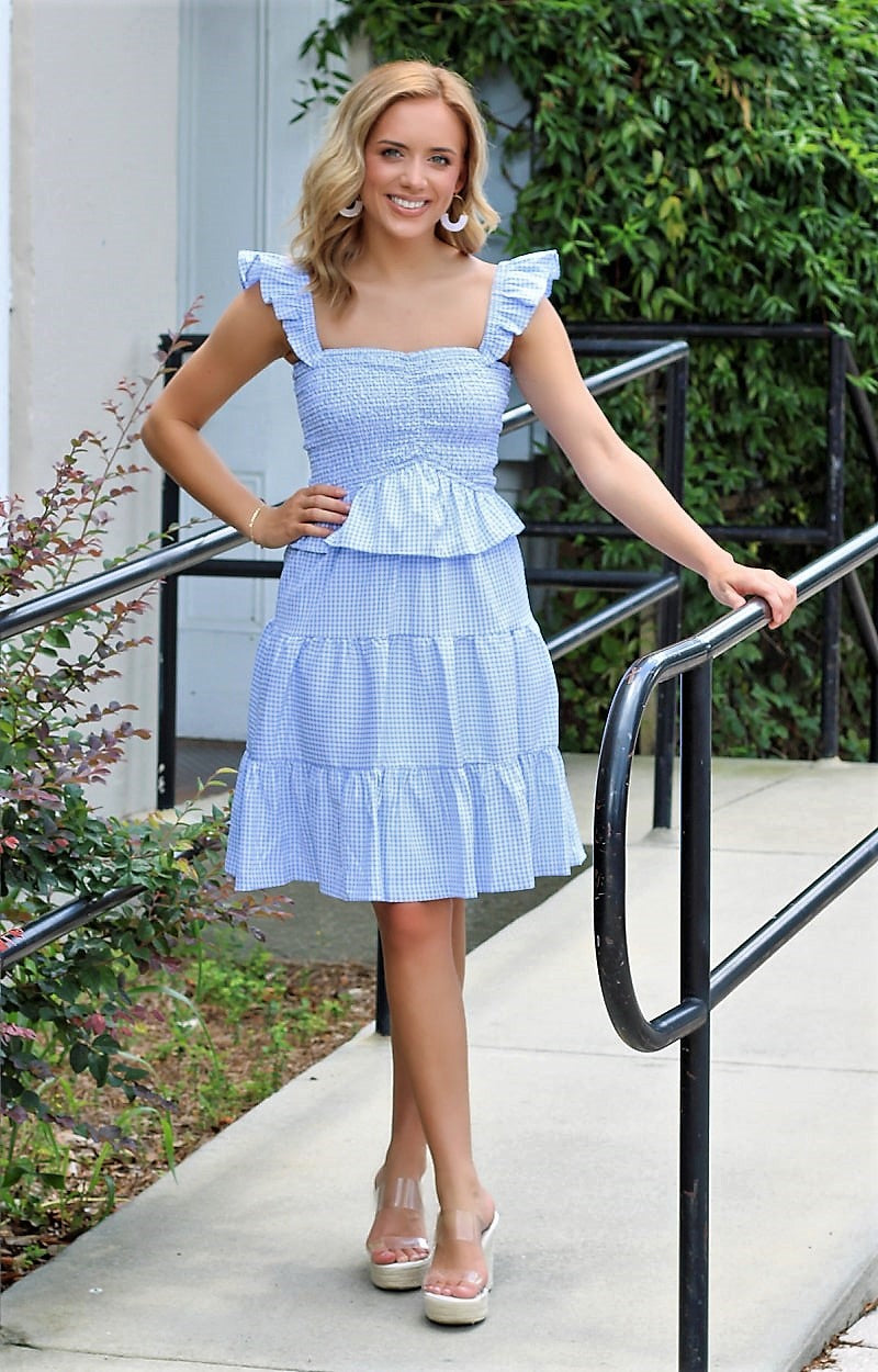 His Number One Gingham Dress - Sky Blue
