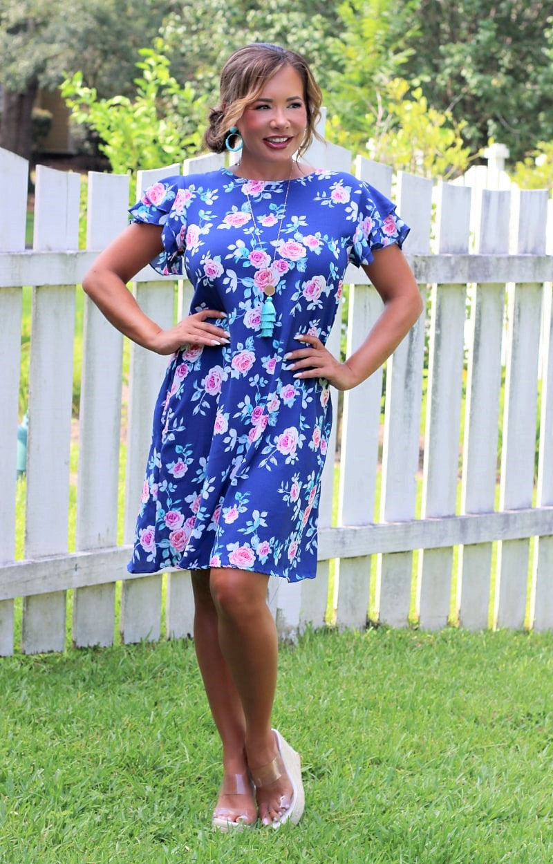 Load image into Gallery viewer, Something Sweet Floral Dress - Navy