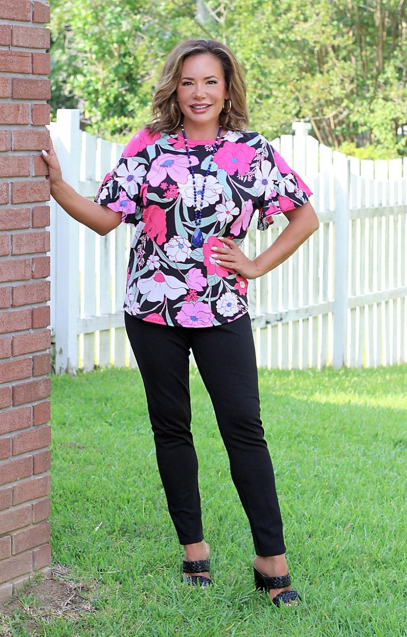 Load image into Gallery viewer, Floral First Print Top - Black/Multi