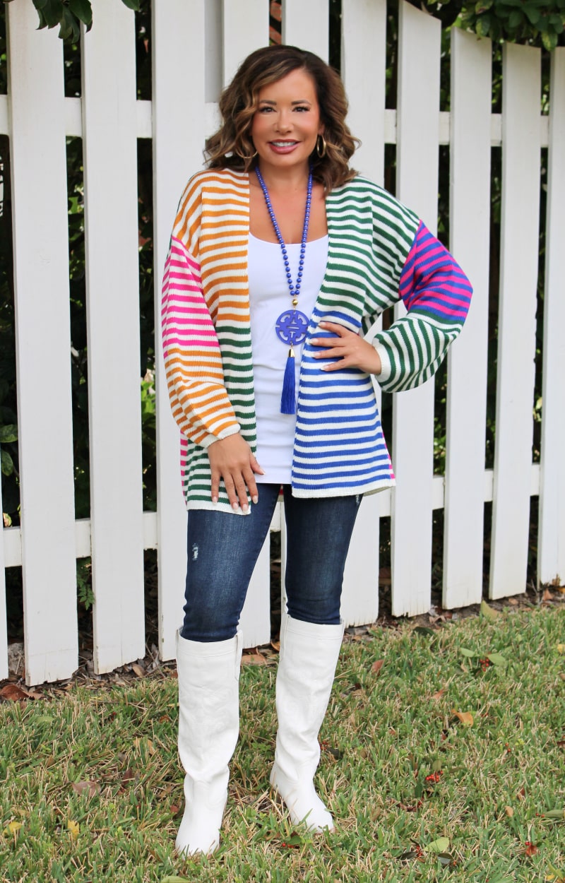 Load image into Gallery viewer, Marquee Lights Striped Cardigan - Multi