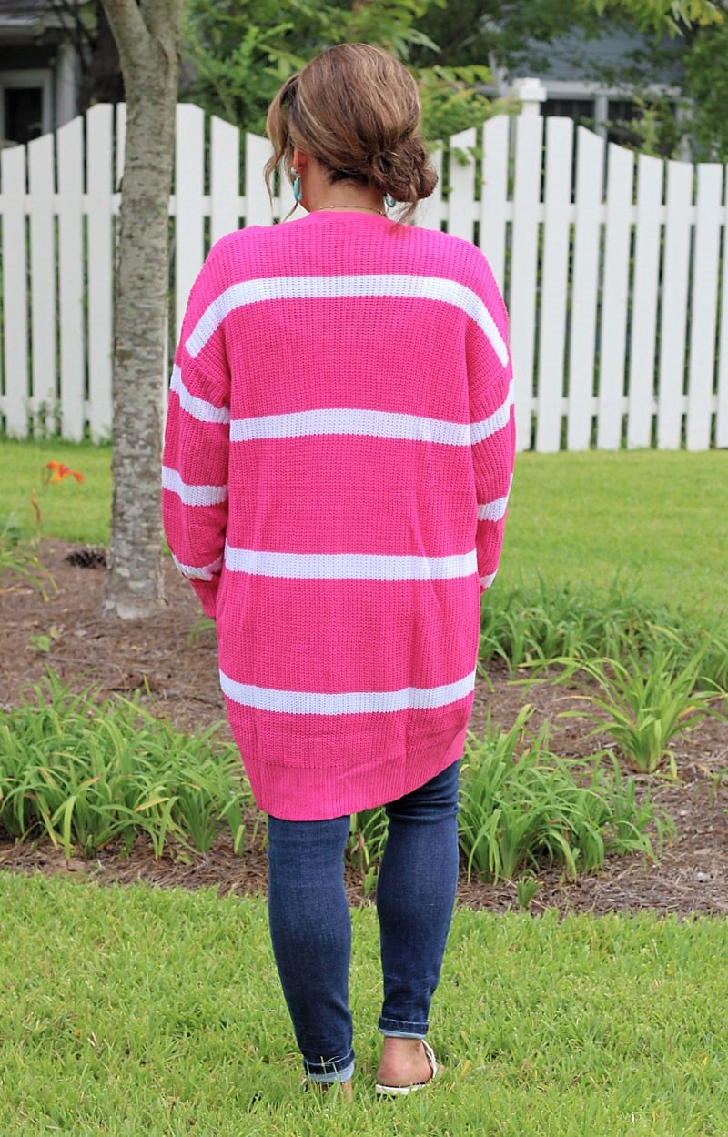 Load image into Gallery viewer, Brighter Is Better Striped Cardigan - Fuchsia