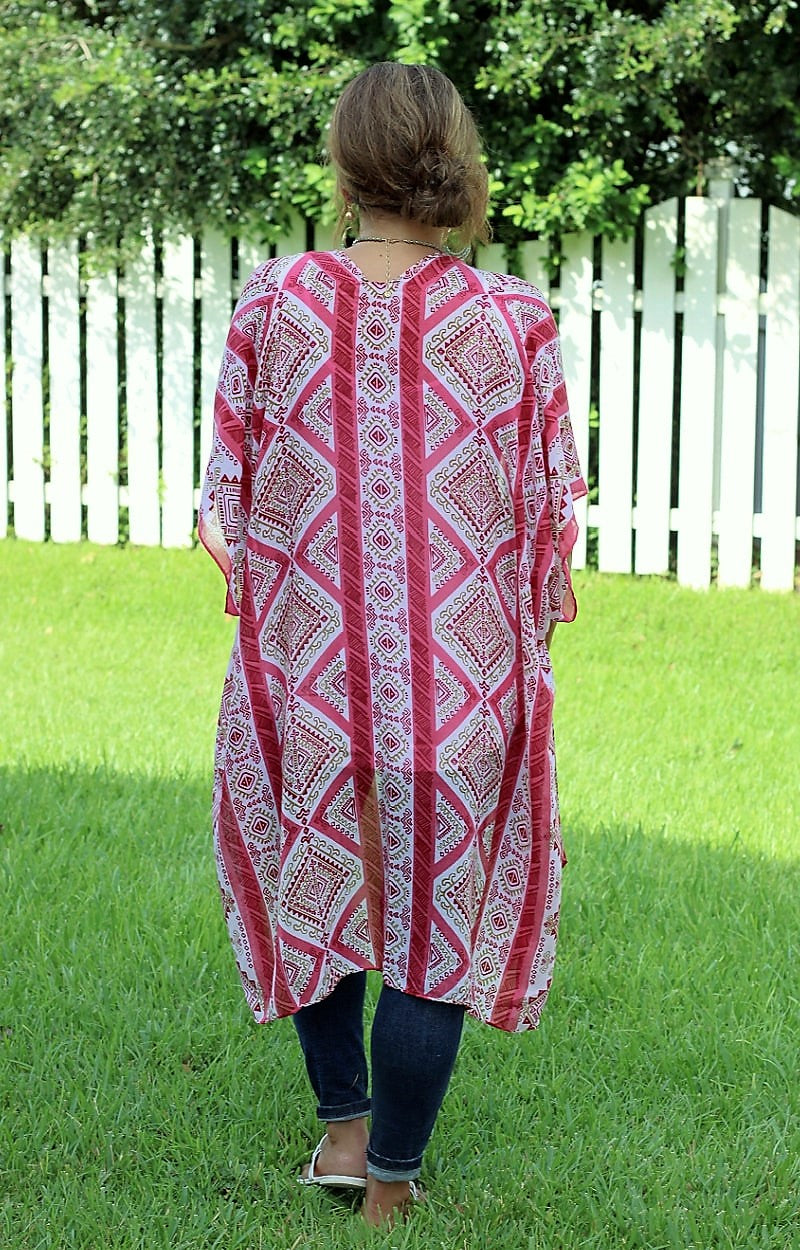 Explore More Print Kimono - Red