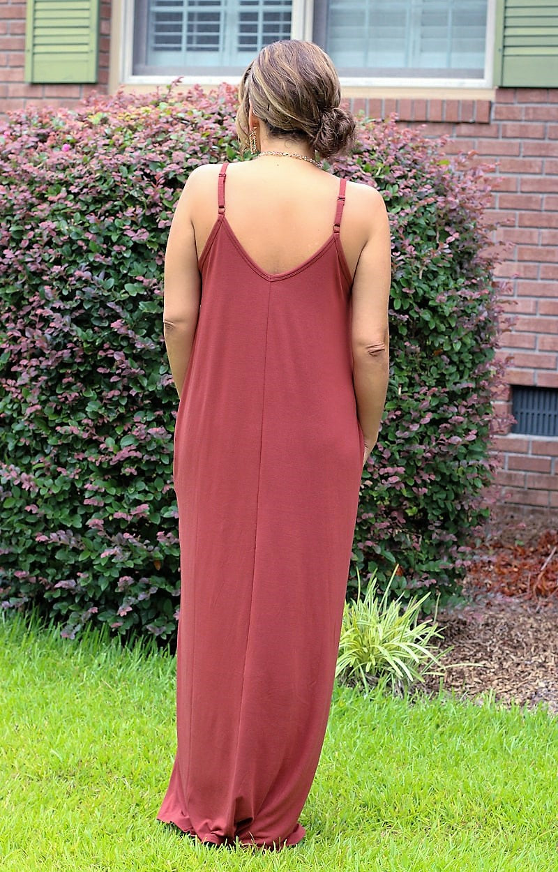 Load image into Gallery viewer, Gentle Touch Maxi Dress - Dark Rust