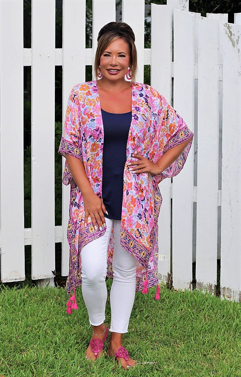 Load image into Gallery viewer, Just Be You Floral Kimono - Pink/Multi