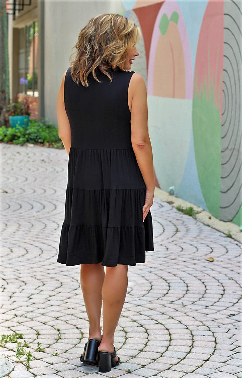 Load image into Gallery viewer, Sunday Supper Tiered Dress - Black