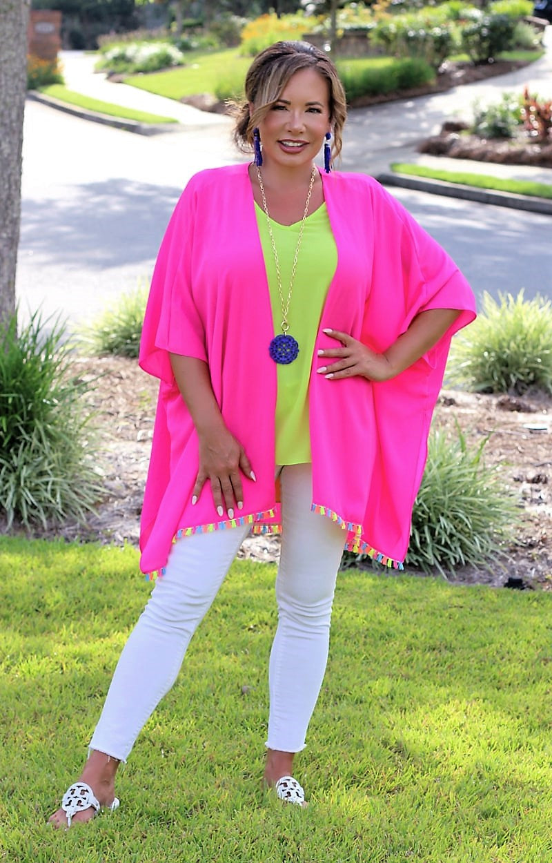 Load image into Gallery viewer, Happy Days Are Here Kimono - Hot Pink