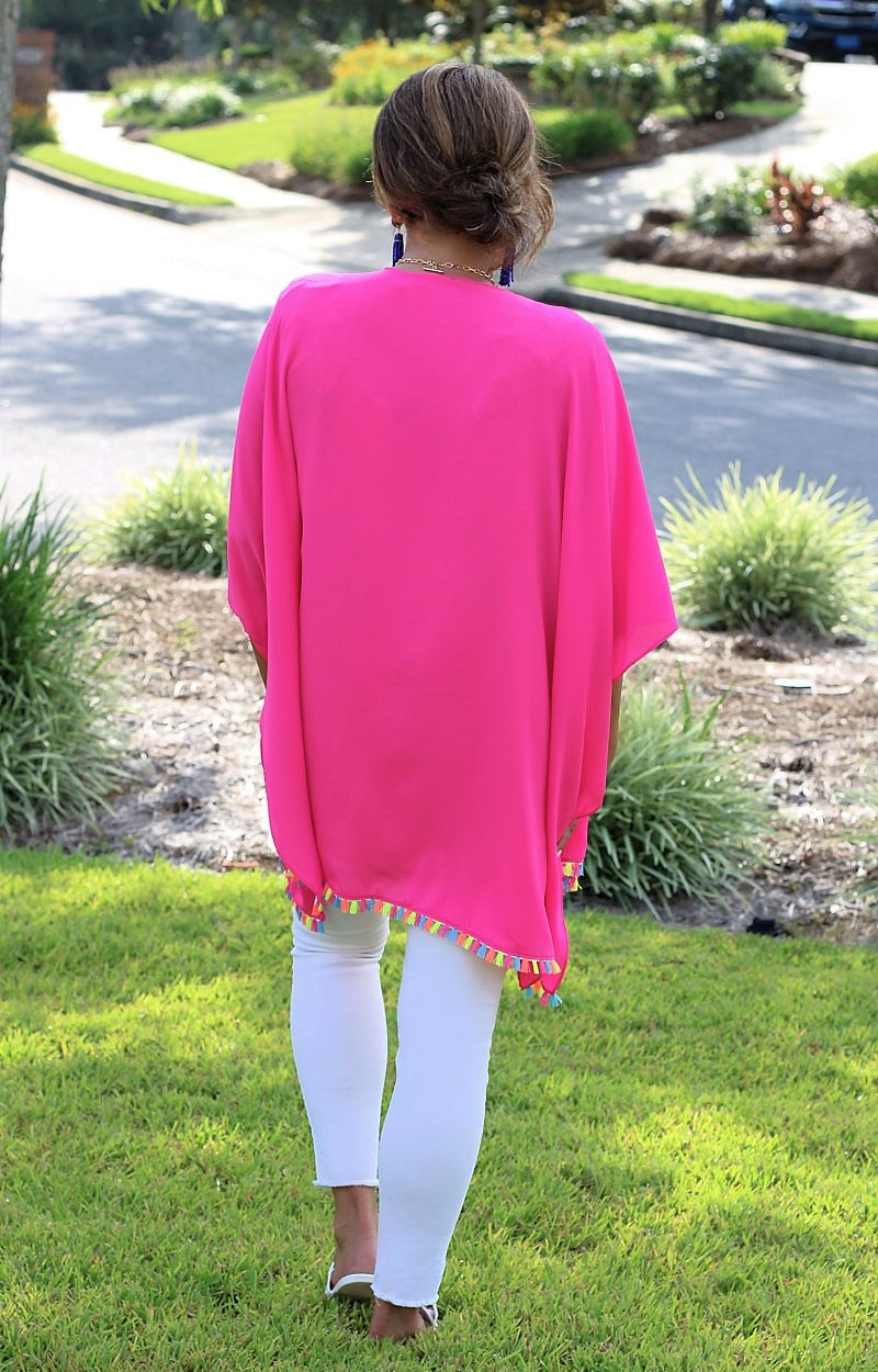 Load image into Gallery viewer, Happy Days Are Here Kimono - Hot Pink