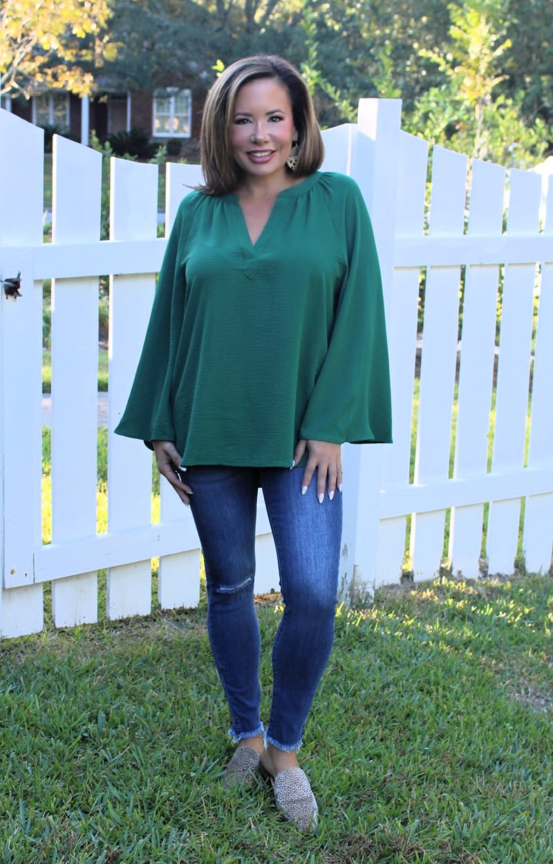 Load image into Gallery viewer, Climb On V-Neck Top - Green