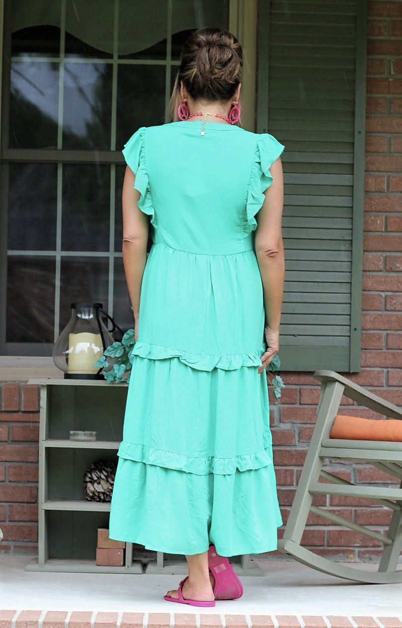 Load image into Gallery viewer, Tiers In Heaven Midi Dress - Green