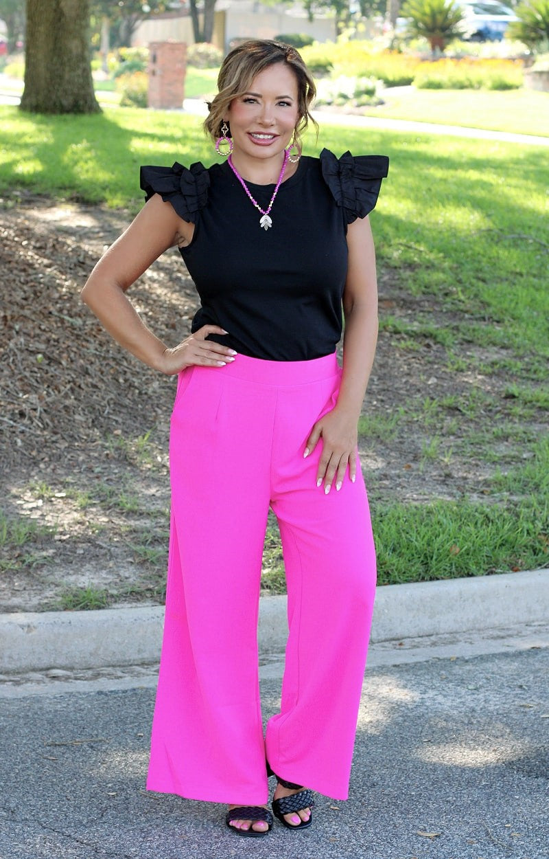 Load image into Gallery viewer, I Love These High Rise Wide Leg Pants - Hot Pink