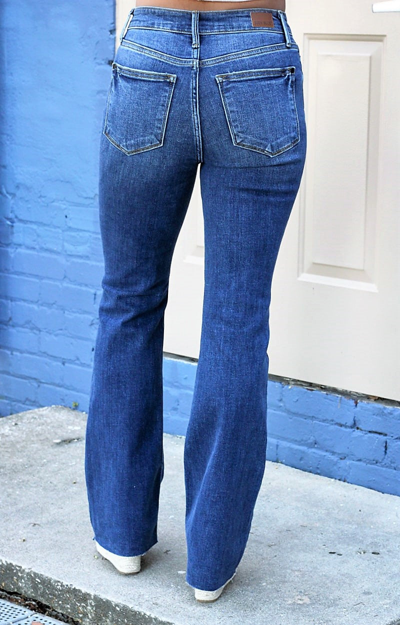 Load image into Gallery viewer, Josephine Mid Rise Raw Hem Bootcut Jeans