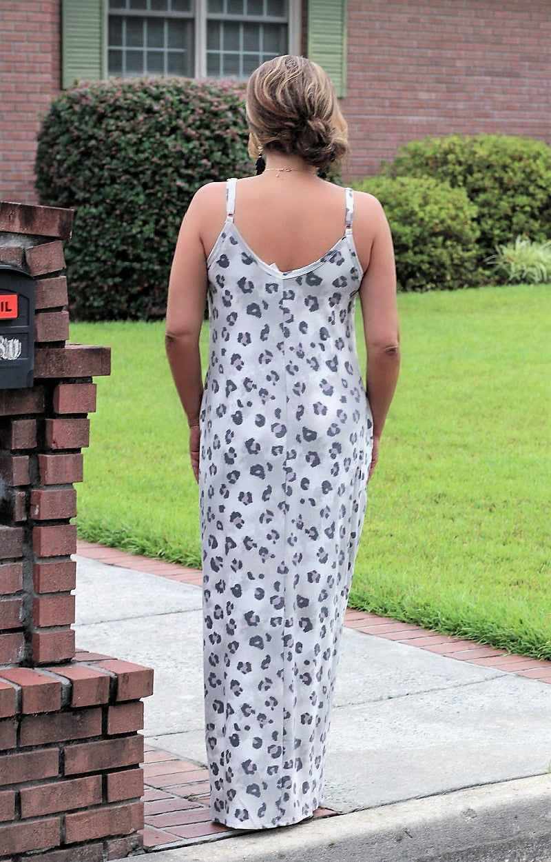 Give it Your All Leopard Maxi Dress - Gray