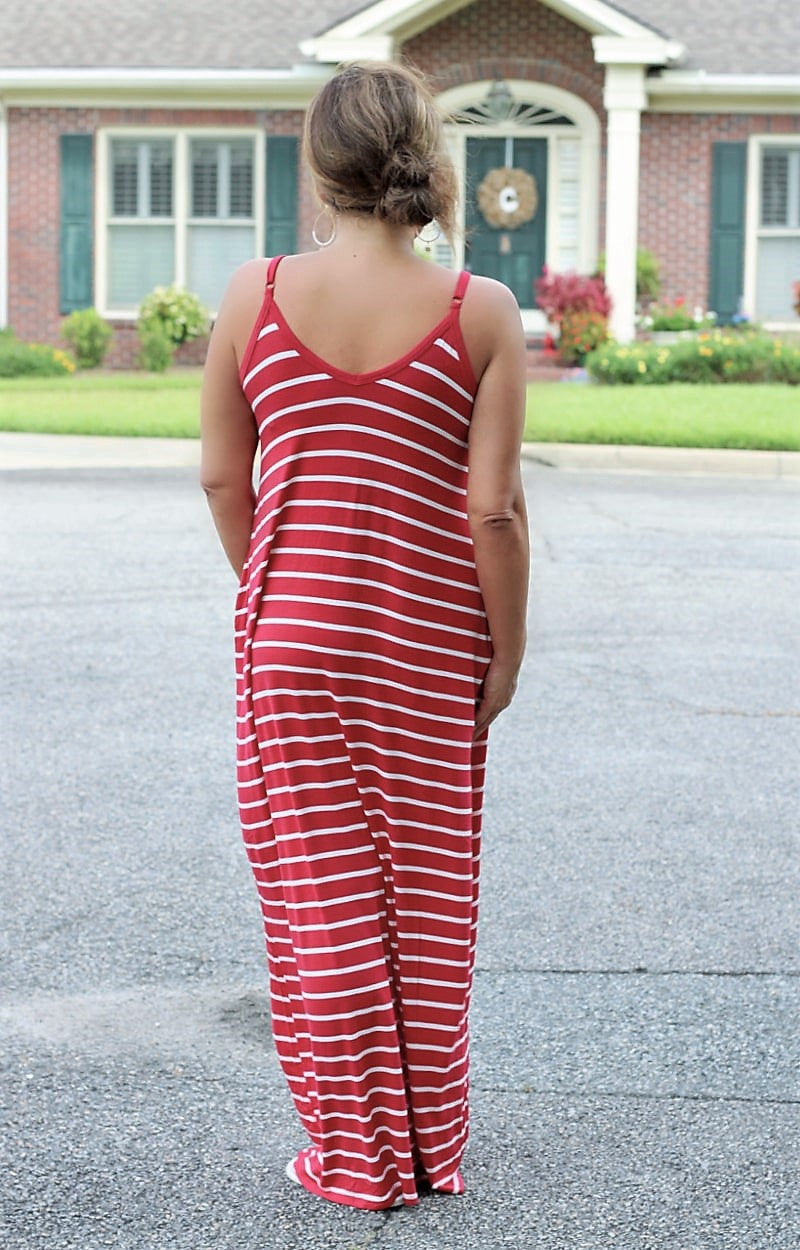Load image into Gallery viewer, Good Beginnings Striped Maxi Dress - Burgundy