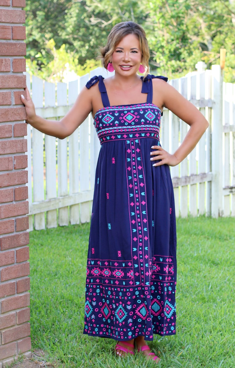 Load image into Gallery viewer, Midnight Magic Embroidered Maxi Dress