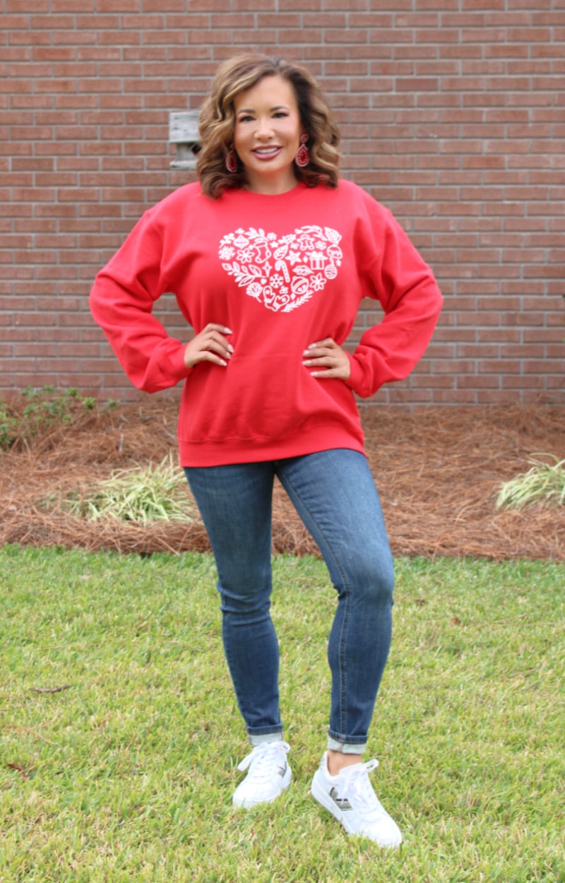 Holiday Heart Pullover - Red