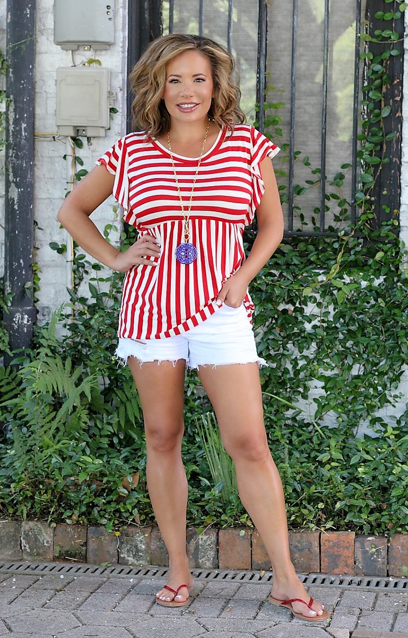Load image into Gallery viewer, Summer Stripes Top - Red
