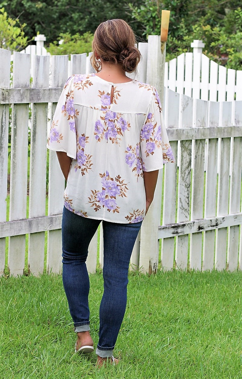 Load image into Gallery viewer, Lavender Haze Floral Top - Ivory