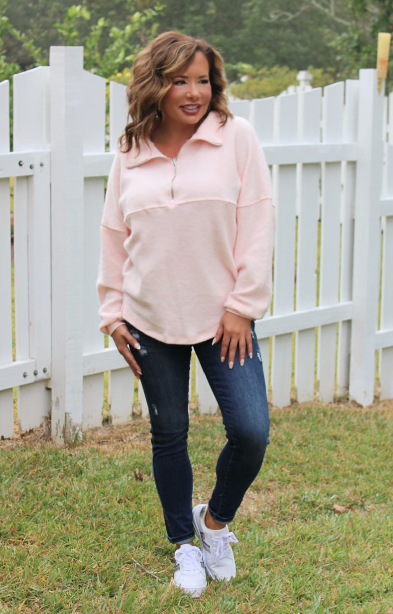 Cozy Moment 1/2 Zip Pullover - Pink