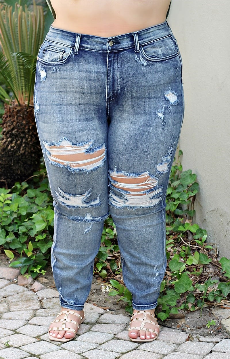 Load image into Gallery viewer, Mary Lou Hi-Rise Destroyed Boyfriend Jeans