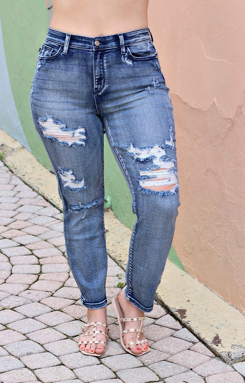 Load image into Gallery viewer, Mary Lou Hi-Rise Destroyed Boyfriend Jeans
