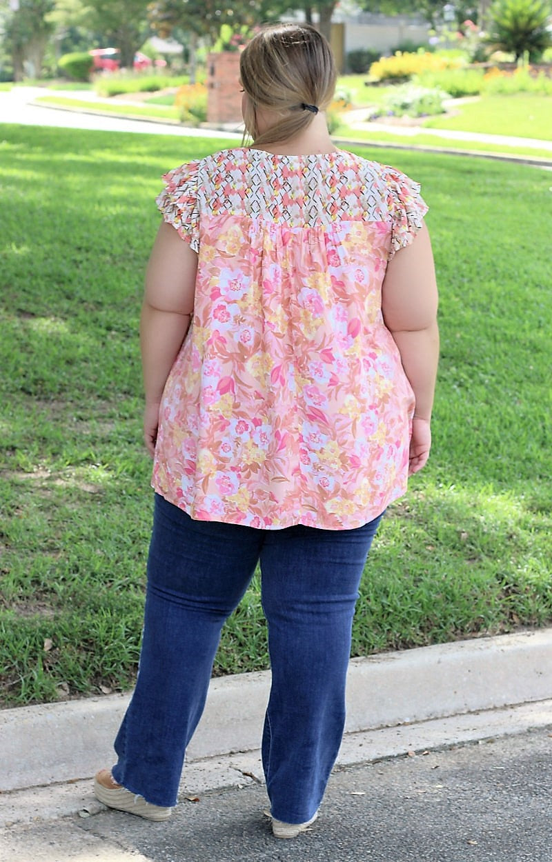 Not So Serious Floral Top - Pink