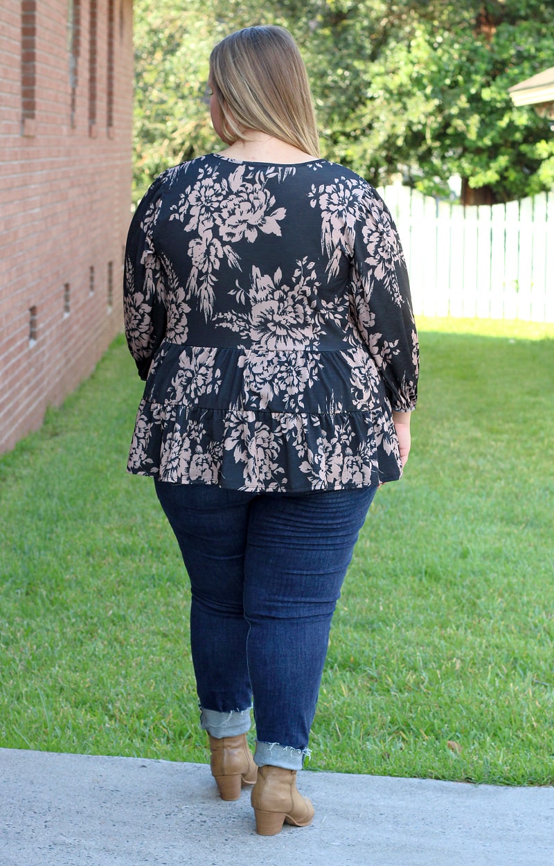 Putting Me First Floral Top - Black