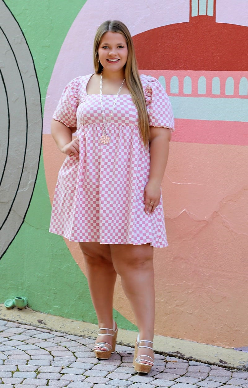 Load image into Gallery viewer, The Moment Checkered Dress - Pink