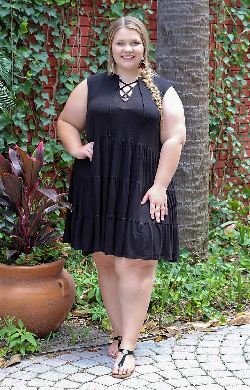 Load image into Gallery viewer, Sunday Supper Tiered Dress - Black