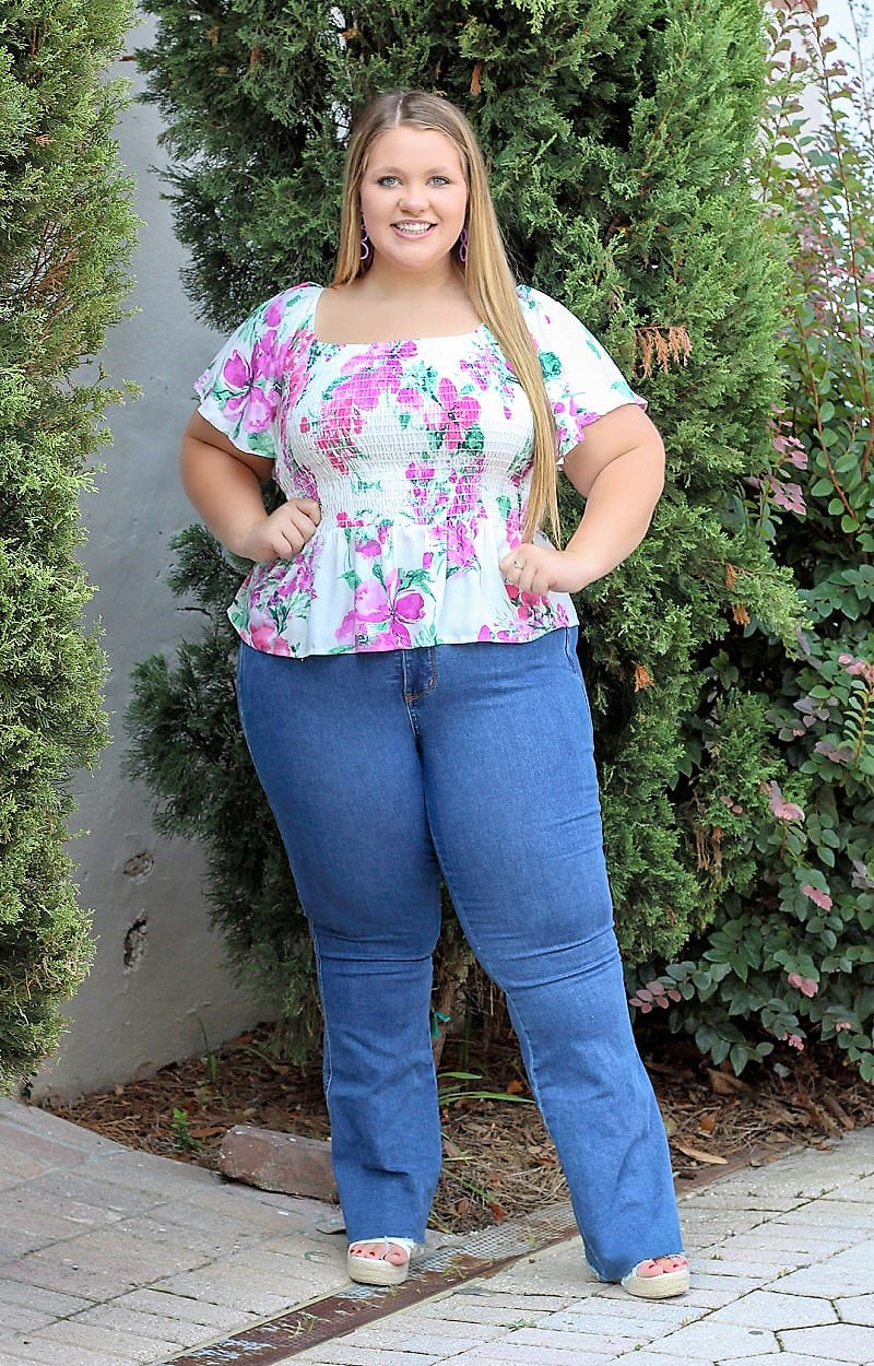 Oh So Simple Floral Top - White