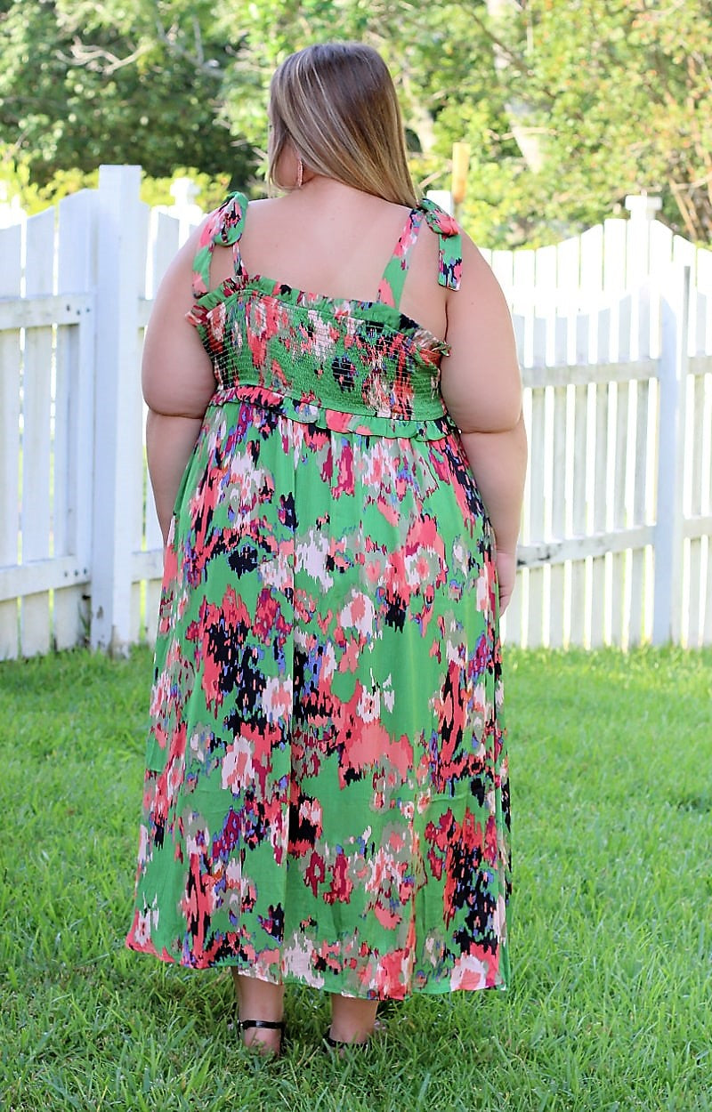 Load image into Gallery viewer, A Little While Longer Print Midi Dress - Green