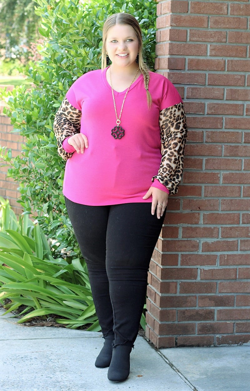 Think About Me Print Top - Fuchsia