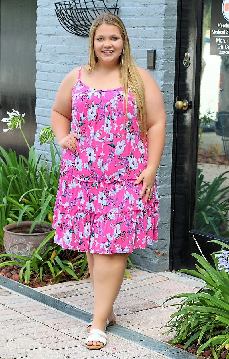 Down For Whatever Floral Dress - Fuchsia