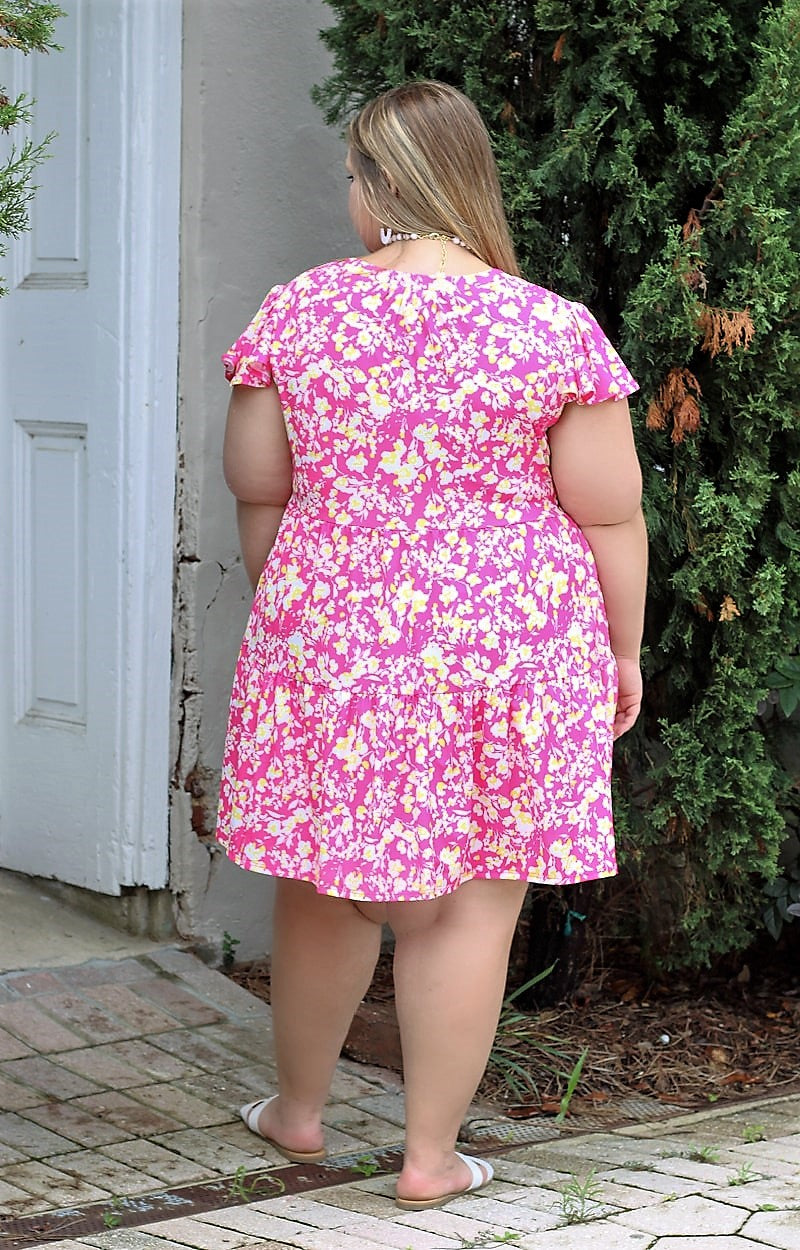 Load image into Gallery viewer, Can&#39;t Complain Floral Dress - Fuchsia