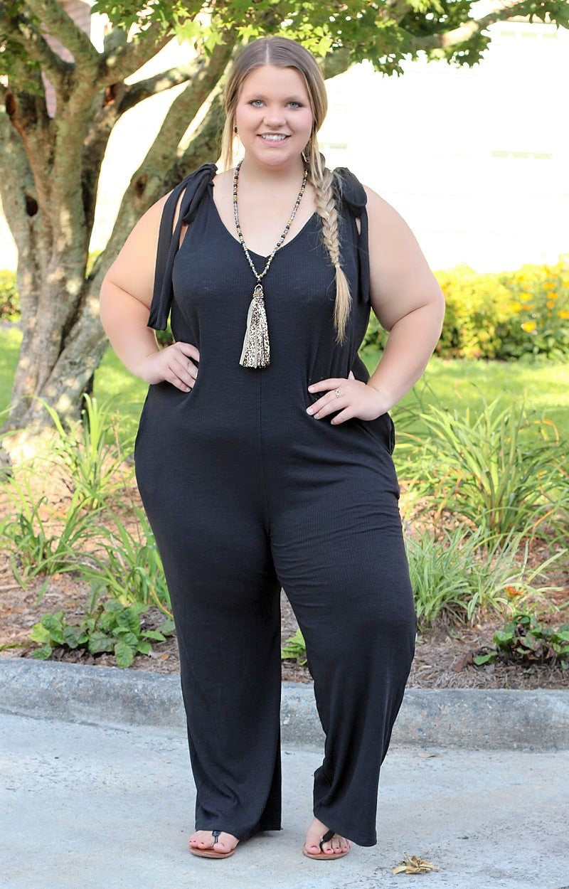 Load image into Gallery viewer, So Selfless Ribbed Knit Jumpsuit - Black