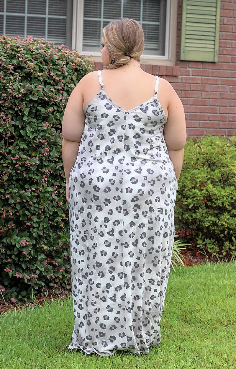 Give it Your All Leopard Maxi Dress - Gray