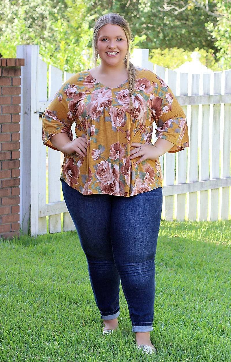 Go With the Flow Floral Top - Mustard