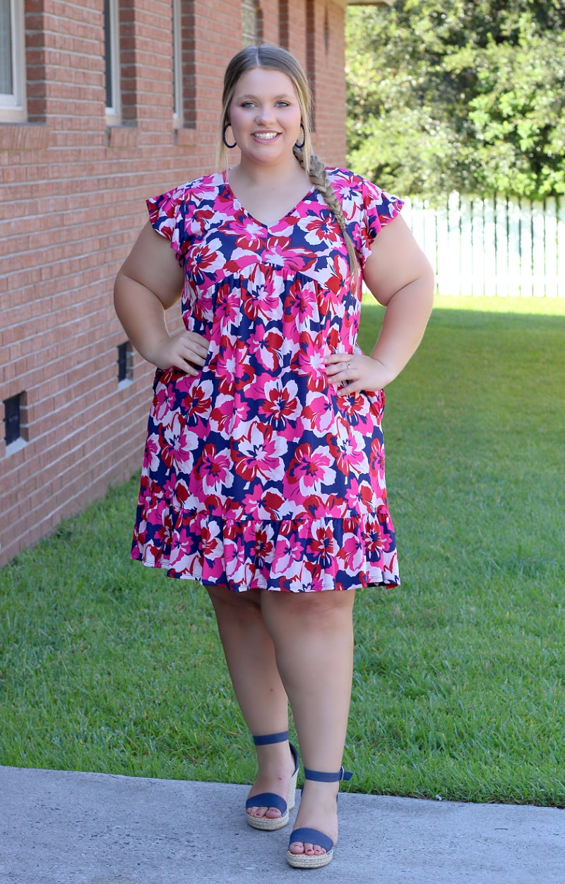 Load image into Gallery viewer, No Downside Floral Dress - Navy