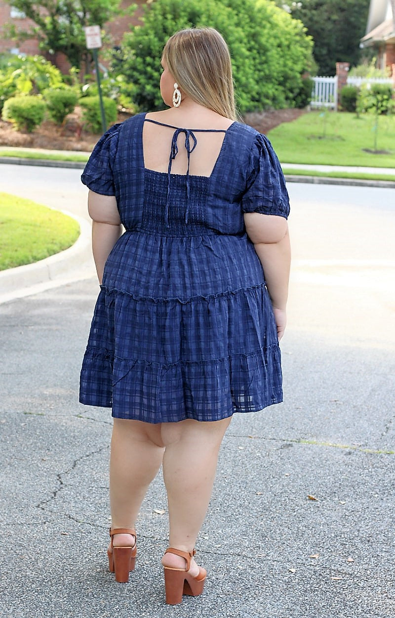 Load image into Gallery viewer, Little Miss Can&#39;t Be Wrong Plaid Dress - Navy