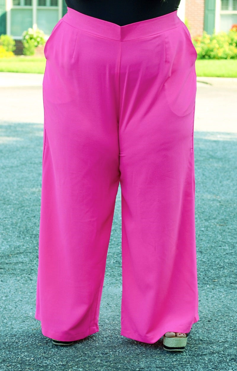 Load image into Gallery viewer, I Love These High Rise Wide Leg Pants - Hot Pink