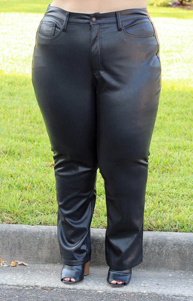 Load image into Gallery viewer, Tanya Control Top Faux Leather Pants in Black