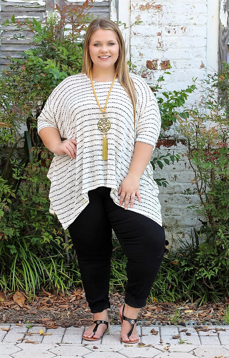 Wave And Smile Striped Top - White/Black