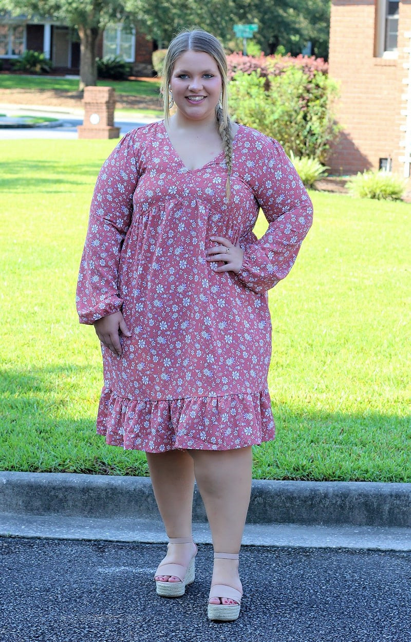 Here For It All Floral Dress - Mauve