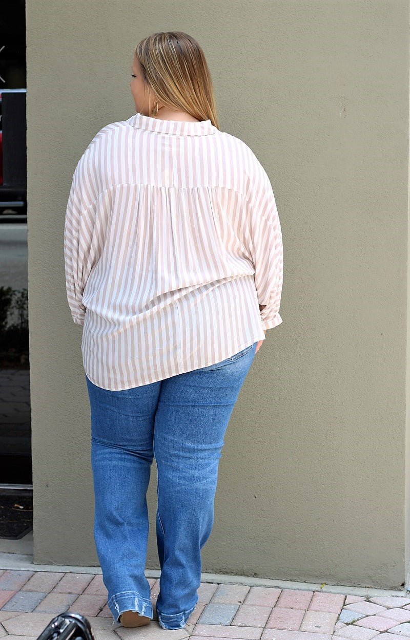 High Standards Striped Top - Taupe