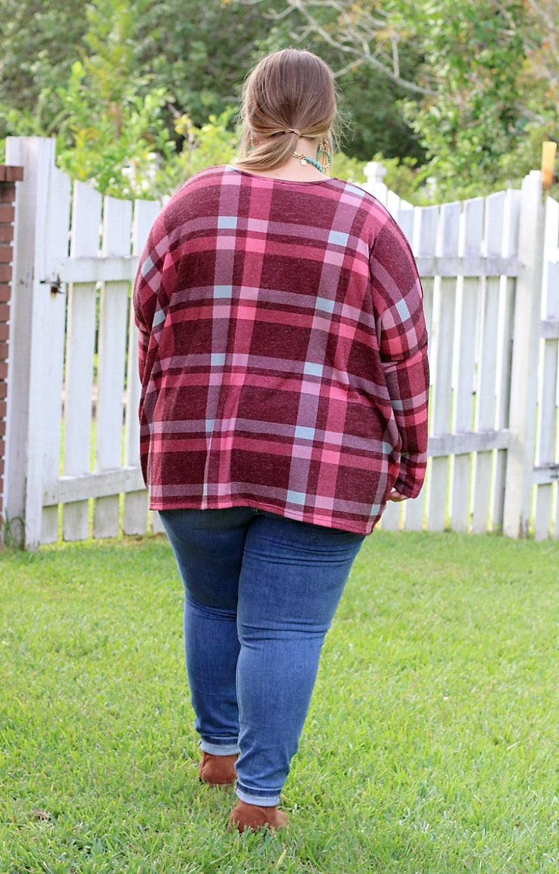Load image into Gallery viewer, It&#39;s Your Turn Plaid Top - Burgundy