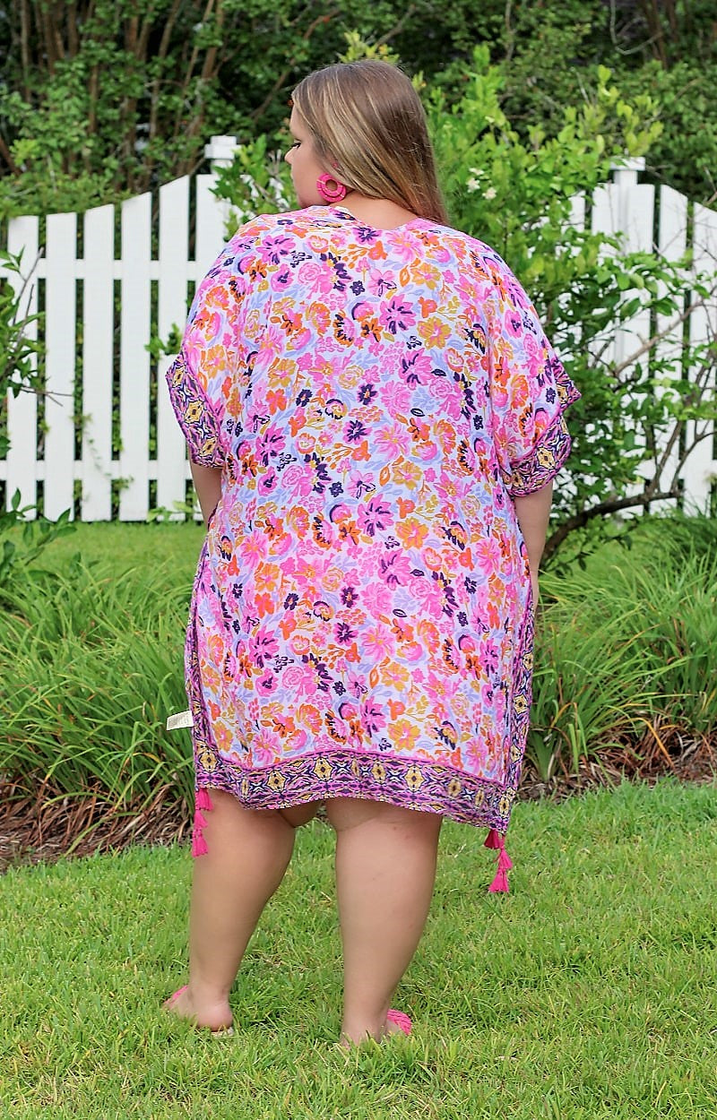 Just Be You Floral Kimono - Pink/Multi