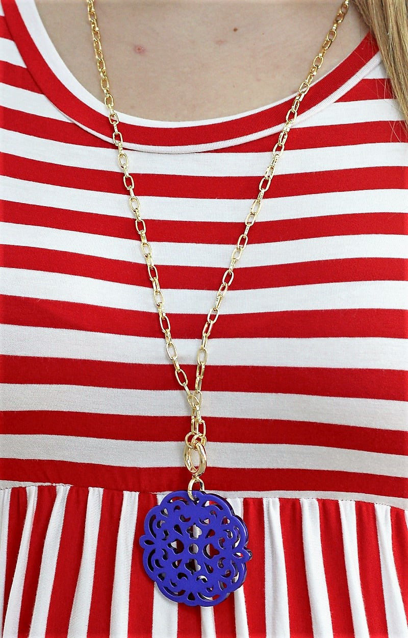 Load image into Gallery viewer, All The Answers Necklace - Cobalt Blue