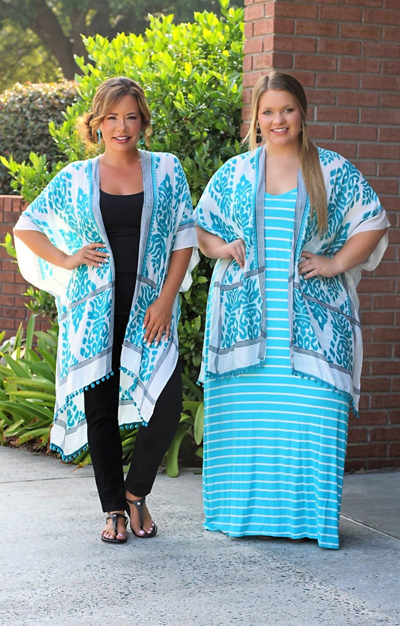 Load image into Gallery viewer, Start Looking Print Kimono - Turquoise