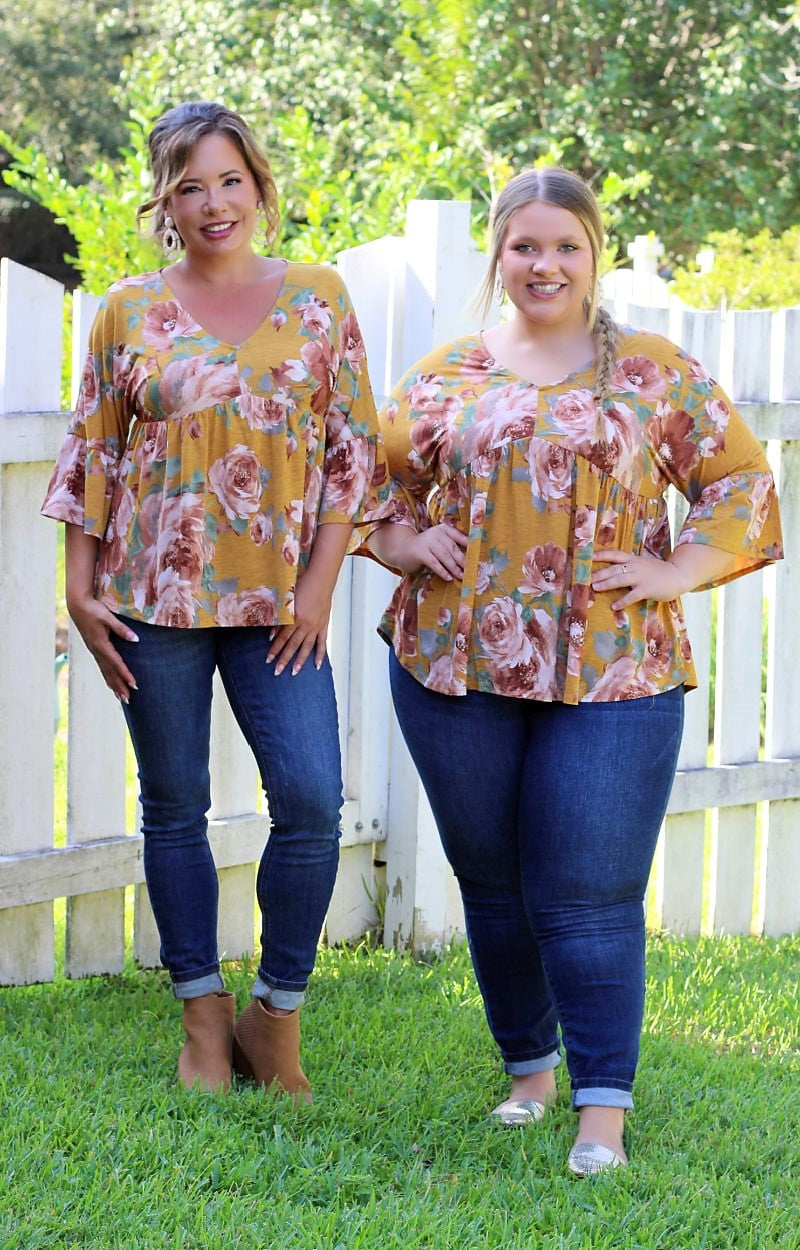Load image into Gallery viewer, Go With the Flow Floral Top - Mustard
