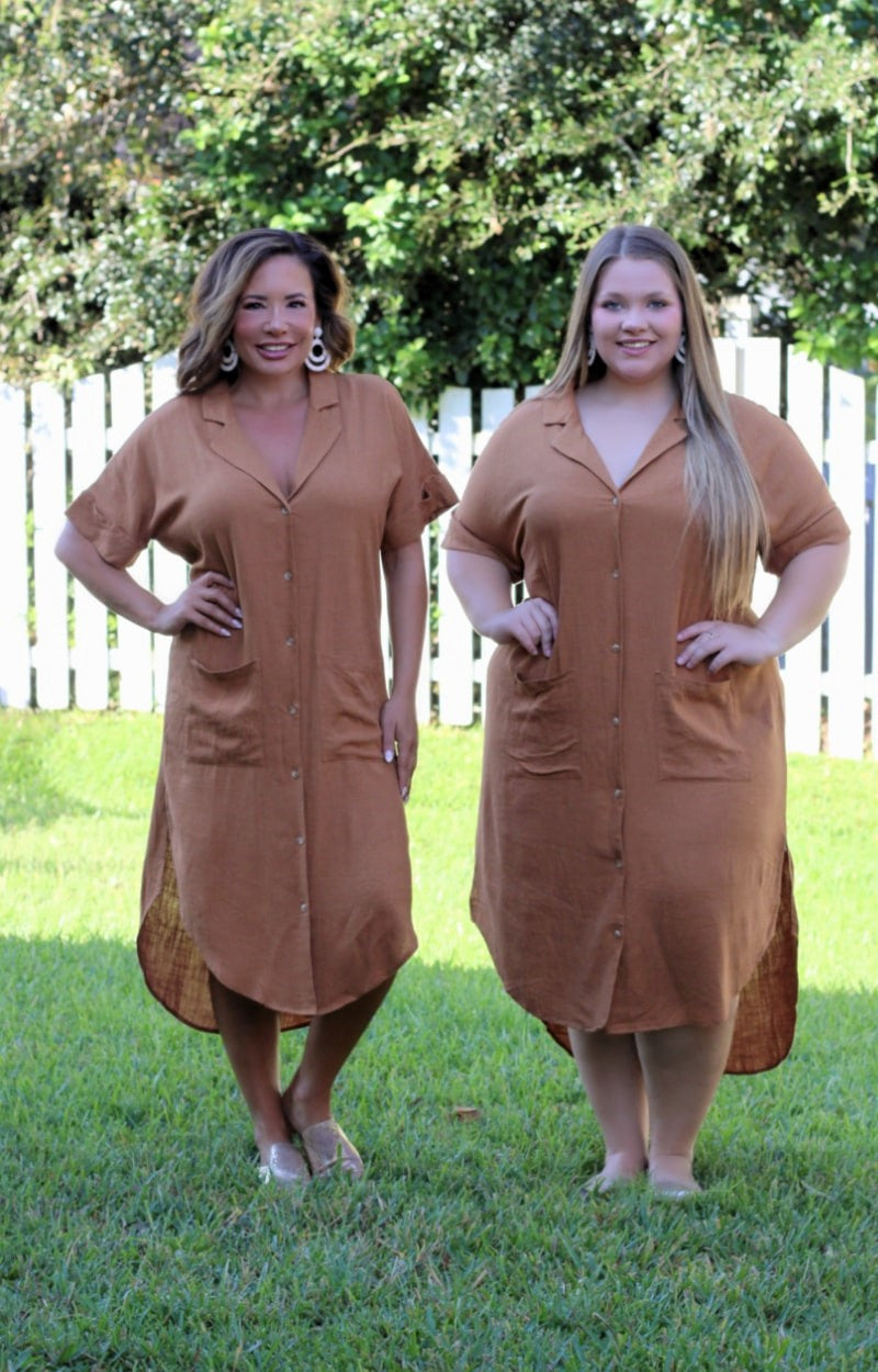 Load image into Gallery viewer, Sure To Be Great Dress - Caramel
